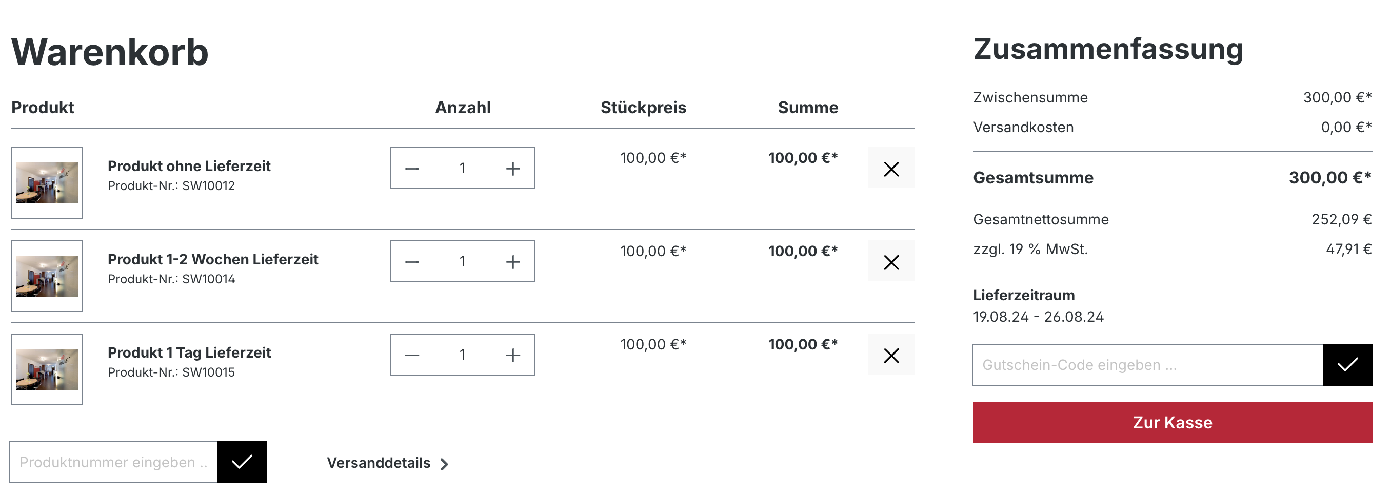 Nur eine Lieferzeit pro Bestellung