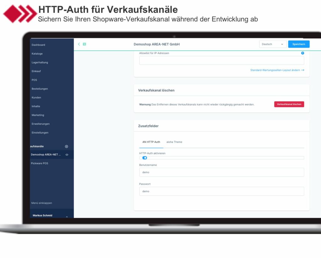 Shopware 6 Plugin: HTTP-Auth für Verkaufskanäle